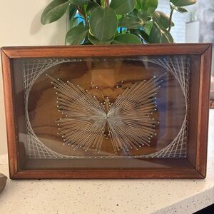 Vintage Geometric String Art in Wooden Frame